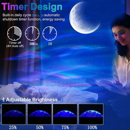 Aurora Galaxy Star Projector Night Light – Northern Lights & Moon Lamp for Bedroom Decor | Bluetooth Music, Starry Sky Atmosphere Nightlight