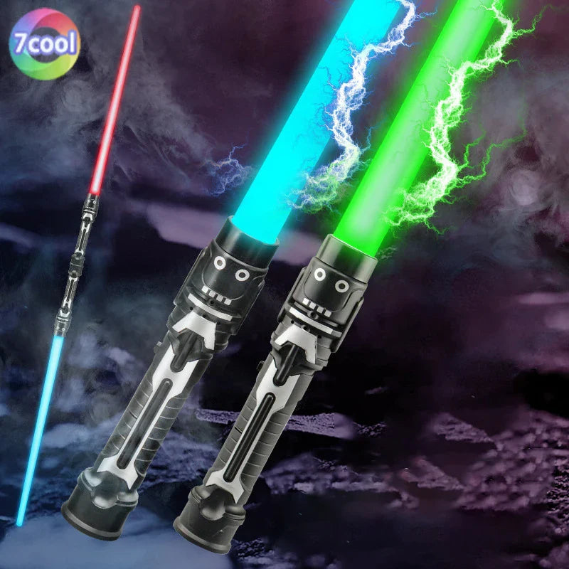 Colorful Glowing Laser Sword Toy – Red & Blue Double Saber with Music & Flashing Lights