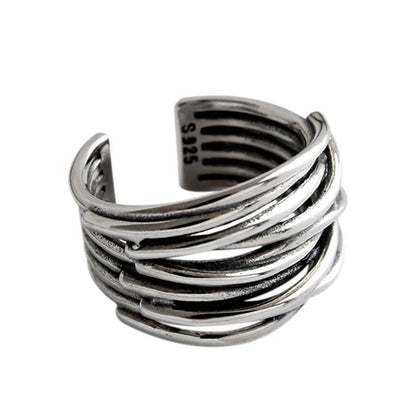 925 Sterling Silver Geometric Ring — BF CLUB Fashion Handmade Ring for Women, Party & Christmas Gift