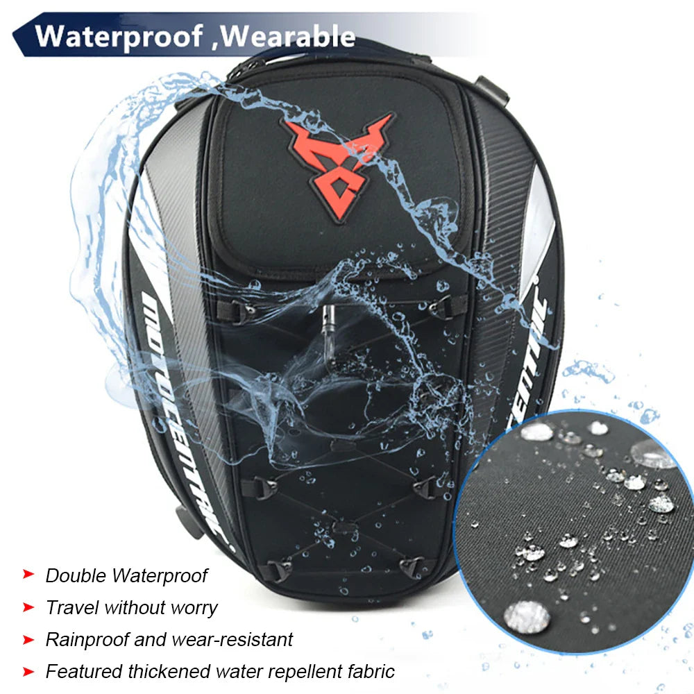 Waterproof Motorcycle Saddle Bag - Reflective, Multi-functional Motorcycle Backpack, High-Capacity Tail Bag Luggage