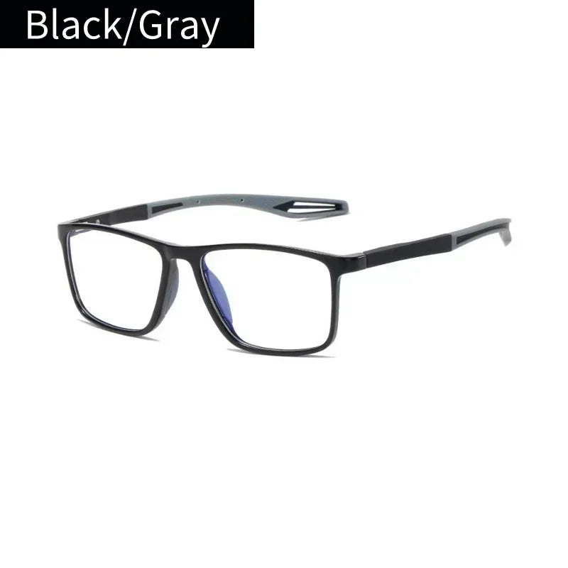 Unisex Ultralight Silicone TR90 Sports Reading Glasses – Blue Light Blocking High-Definition Square Prescription Eyewear