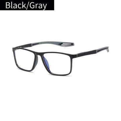 Unisex Ultralight Silicone TR90 Sports Reading Glasses – Blue Light Blocking High-Definition Square Prescription Eyewear