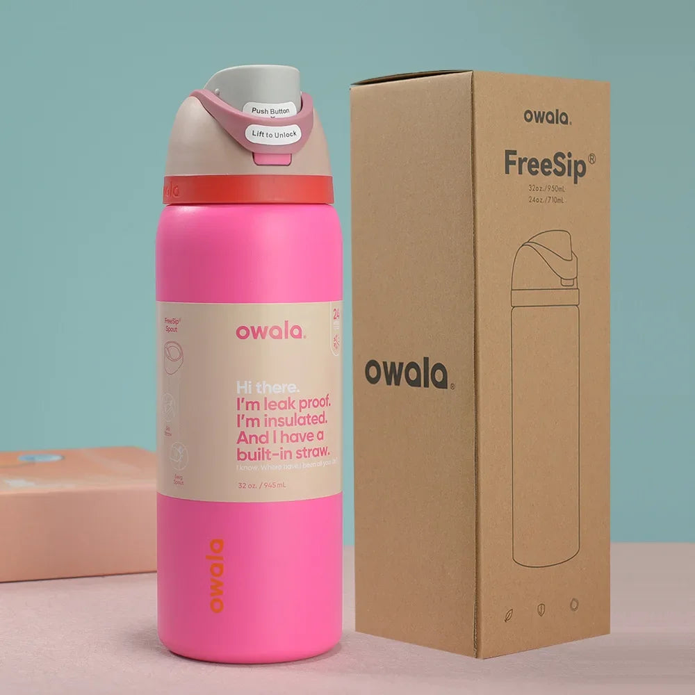 Owala Cup Vacuum Flask – Stainless Steel Thermal Mug for Hot & Cold Drinks, Coffee Tumbler & Thermos