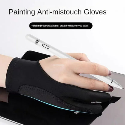 Anti-Touch Two-Finger Hand Gloves for Tablet Drawing & Digital Art - Anti-Fouling, Oil Painting Screen Protection