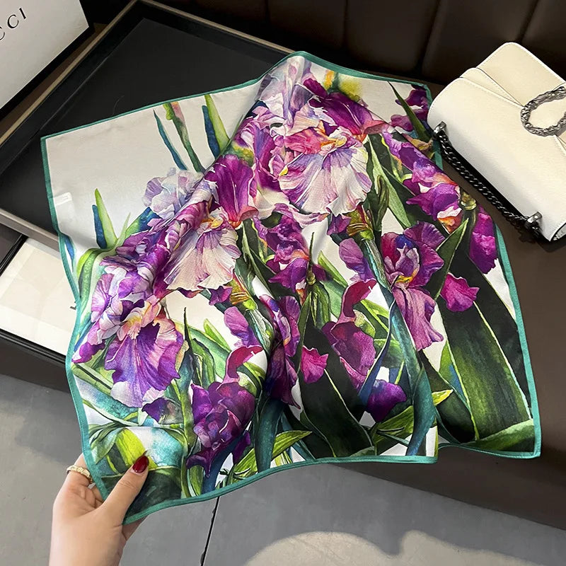 New 2024 Pashmina Scarf – 100% Mulberry Silk Small Shawl, Summer Beach Poncho, Women’s Hijab, Bandana & Kerchief 53x53cm