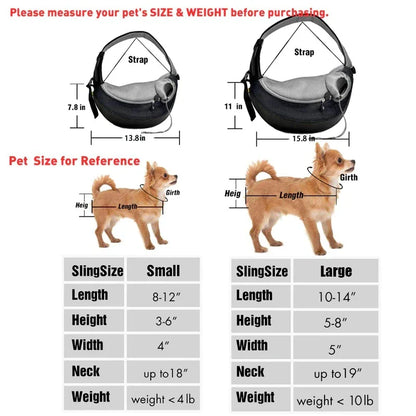 Outdoor Travel Pet Puppy Carrier S/L - Mesh Oxford Single Shoulder Bag for Dogs - Comfort Sling Handbag Tote Pouch, Ideal for Travel
