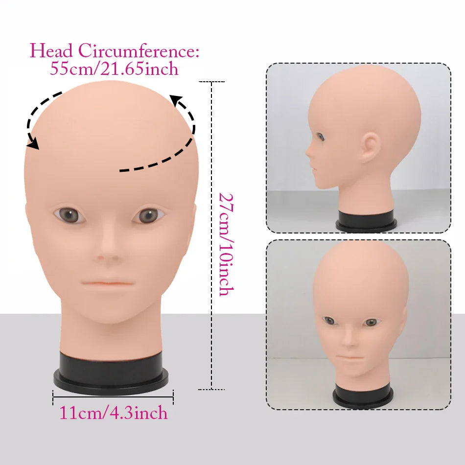 Mannequin Head Wig Stand — Adjustable Tripod Holder for Wig Making, Display, and Cosmetology Training