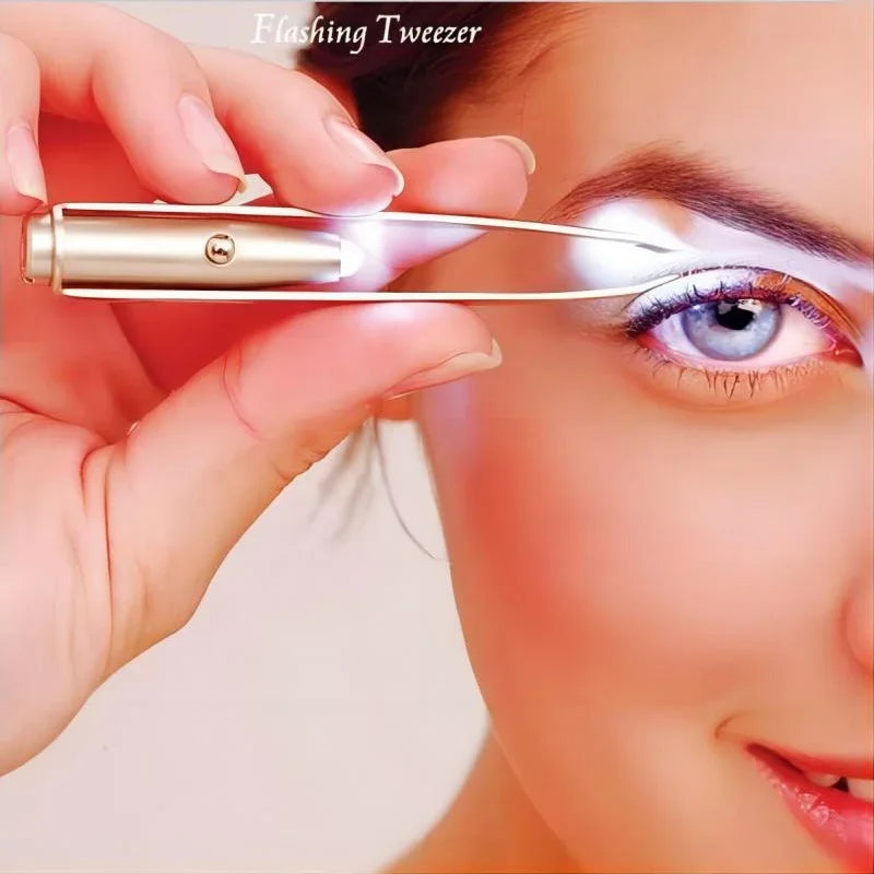 Portable Stainless Steel Eyebrow Tweezer with LED Light — Smart Design Hair Removal Makeup Tool