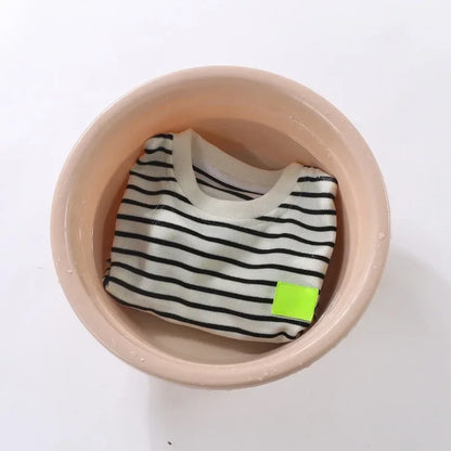 2PCS Kids Summer Outfit – Cotton Short Sleeve Tee & Shorts Set for Boys, Black & White Stripe