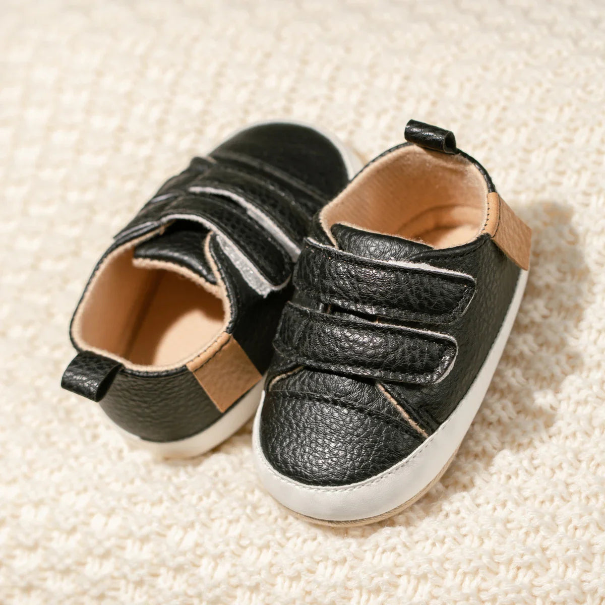 Classic Baby Casual Sneakers – Vintage PU Leather, Soft Rubber Sole, Slip-Resistant Infant Shoes in 4 Colors