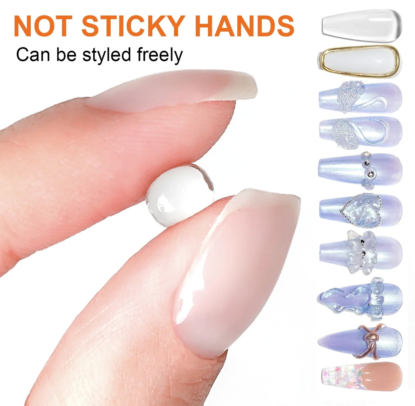 8g Multifunctional Solid Nail Tips Gel – Non-Stick Rhinestone Gel Glue for DIY Home Manicure