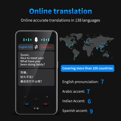 S85 Pro Language Translator Device – 138 Languages, 4-Inch Screen, Offline Voice & Video Translation, 8GB Storage, 2000mAh Battery