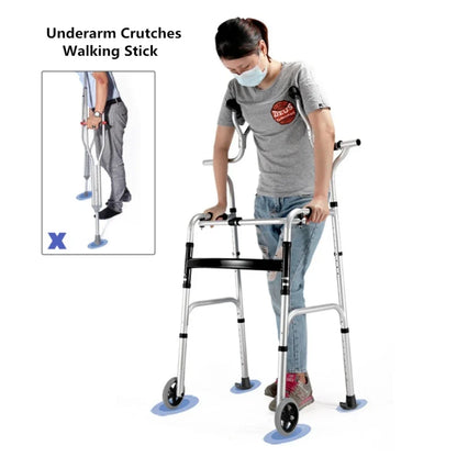 Elderly Rehabilitation Walker – Underarm Crutch Walking Stick Rollator with Aluminum Alloy Standing Frame for Disabled Mobility Support