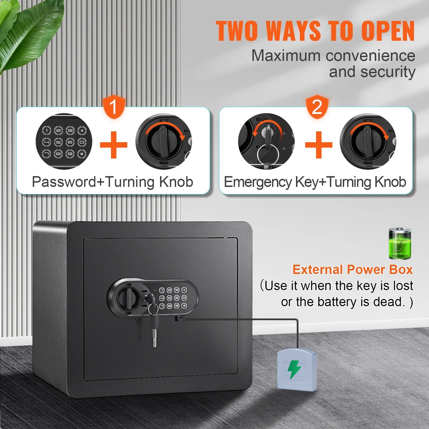 SucceBuy Electronic Safe Deposit Box — 1.2/0.5 Cubic Feet Digital Safe with Override Keys for Money, Jewelry, and Documents