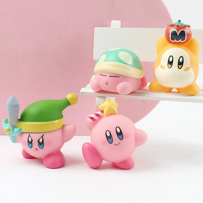 8pcs Kirby Action Figure Set – Pink Kawaii Anime PVC Toys for Kids’ Christmas Gifts