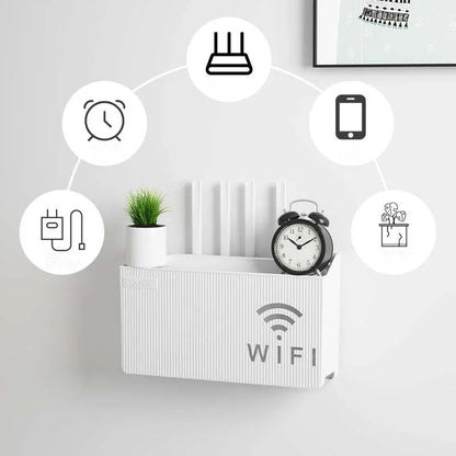 Wall-Mounted Wireless WIFI Router Shelf - ABS Plastic Storage Box, Cable Power Bracket Organizer for Living Room