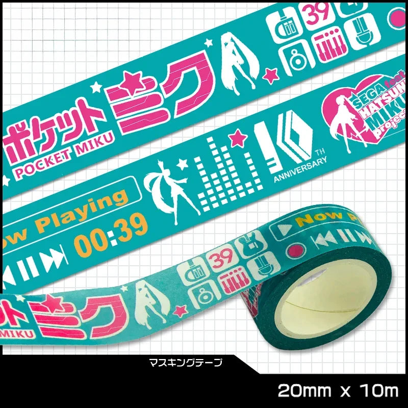 Hatsune Miku Anime Washi Tape — Waterproof Cartoon Paper Tape for Crafts, School Stationery & Gifts