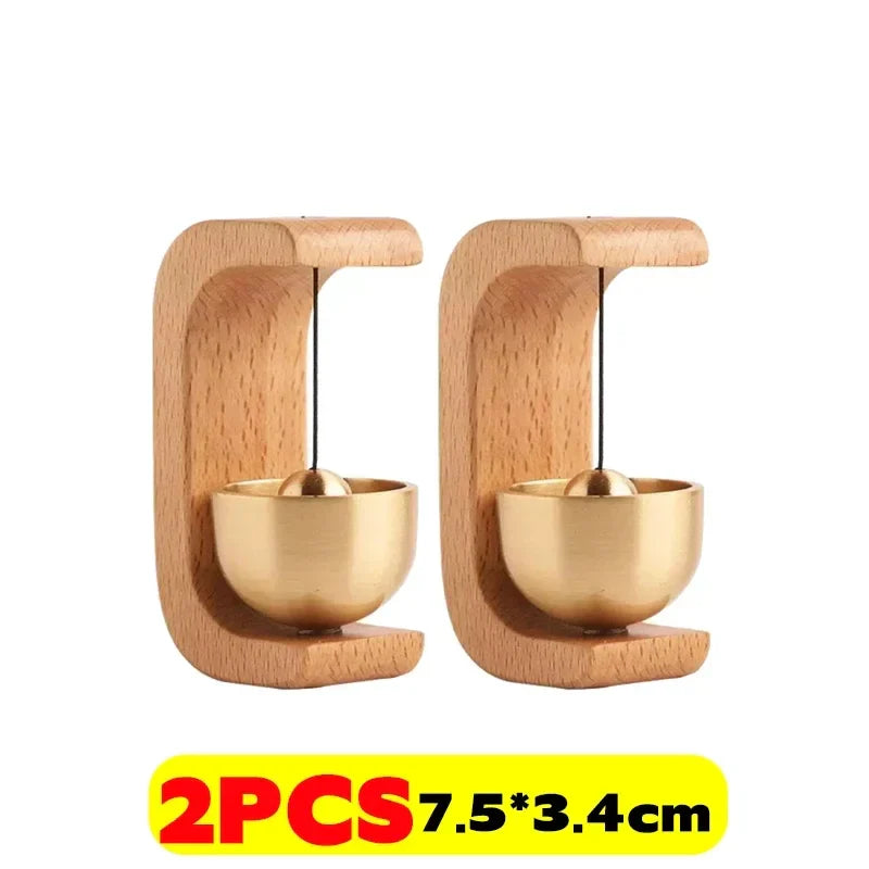 Wireless Doorbell with Solid Wooden Design - Magnetic Brass Wind Chimes, Jingle Bell Pendant for Entrance & Home Decor