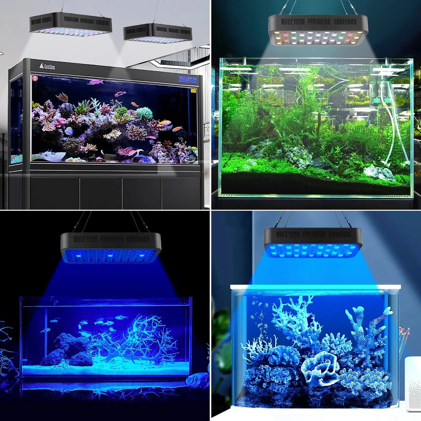 165W Smart Aquarium LED Light - WiFi App Controlled Dimmable 3-Channel Fish & Coral Reef Tank Lamp