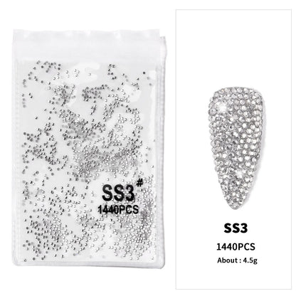 12-Grid 3D Glass AB Crystal Nail Art Rhinestones Kit – Flatback Round Beads with Tools for Nail Jewelry & Diamond Decoration