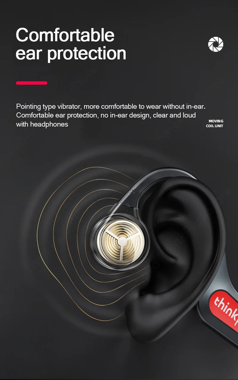 Lenovo X3 Pro Bone Conduction Earphones – Wireless Bluetooth HiFi Ear-Hook Headset with Mic, Waterproof Earbuds