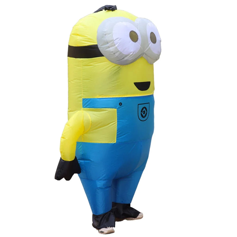 Flat Yellow Inflatable Costume - Funny Adult Cartoon Anime Outfit for Halloween & Party Performances