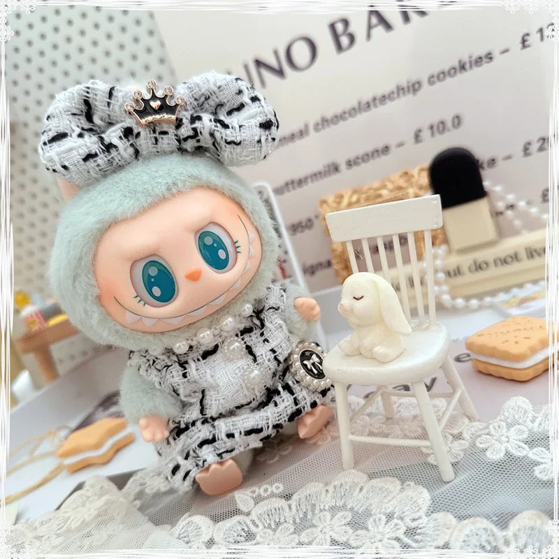 17cm Labubu Doll Accessories - Luxury Sweet Woolen Suit, Crossbody Bag & Princess Shoes Set