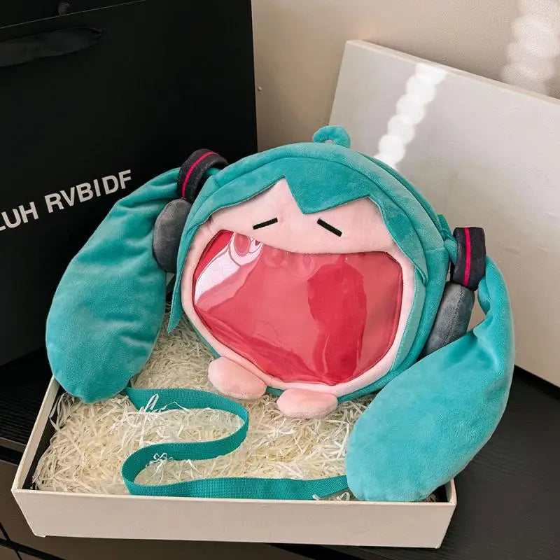 Anime Hatsune Miku Q Version Kawaii Shoulder Bag – Transparent Doll Plush Toy Backpack, Perfect Christmas Gift