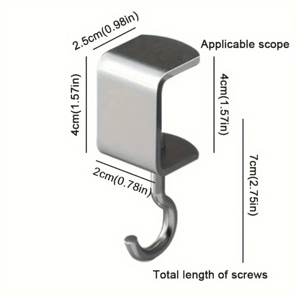 2PCS 360° Rotatable Steel Table Hooks | Detachable Non-Destructive Installation for Office & Dorm Desks