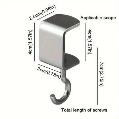 2PCS 360° Rotatable Steel Table Hooks | Detachable Non-Destructive Installation for Office & Dorm Desks