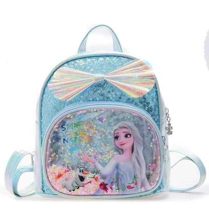 Disney Frozen Elsa & Anna Sequin Backpack - Glitter PU Leather School Bag for Girls, Kawaii Travel Backpack & Christmas Gift