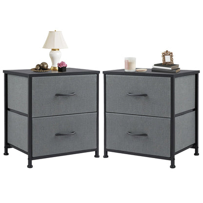 Nightstand Bedside Table – Coffee, Sofa & Tea Table with 2 Fabric Drawers for Bedroom Storage & Clothes Display