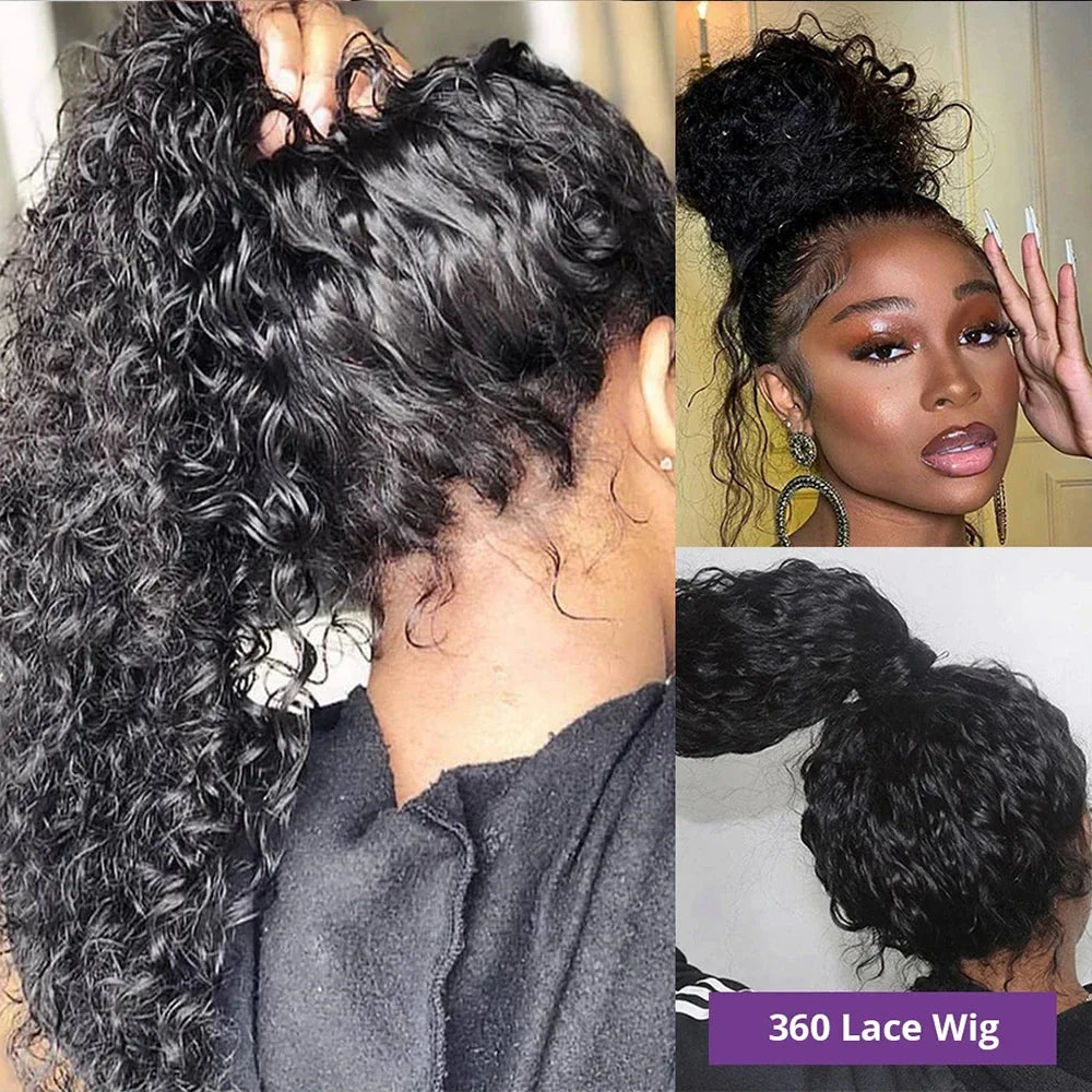 Invisi Strap 360 Lace Frontal Wig – Pre-Plucked Deep Curly Glueless Human Hair Wig, Pre-Cut Full Lace Wig