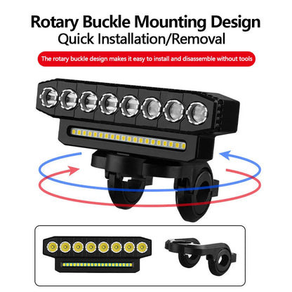 USB Rechargeable Bike Front Light & Horn – 120dB Cycling Bike Bell with Waterproof Design, 6 Lighting Modes, Easy to Install