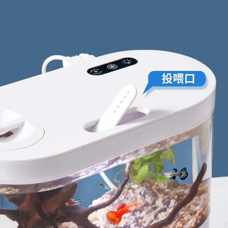 USB Mini Desktop Aquarium with Built-in Water Pump, LED Light, and Filter: Self-Circulation Goldfish Tank