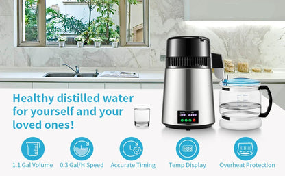 SucceBuy 4L Water Distiller – Home Purifier with 1L/H Distilling Speed & Touch Screen