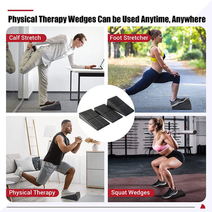 3-Piece Yoga Bricks Squat Wedge Set: Adjustable Slant Board for Exercise Gym Fitness - Non-Slip Foot Stretcher, Yoga Accessories