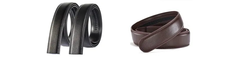 Men's Ratchet Leather Belt – Adjustable Strap with Free Buckle Replacement for Cowboy Style