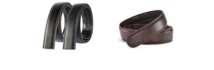 Men's Ratchet Leather Belt – Adjustable Strap with Free Buckle Replacement for Cowboy Style