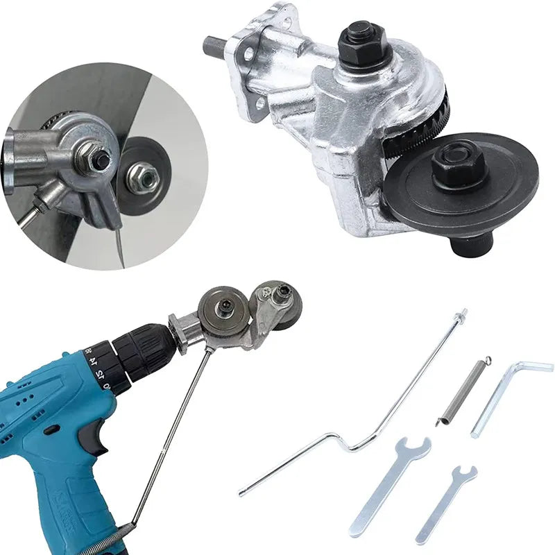 Metal Nibbler Drill Attachment: Double-Headed Sheet Cutter with Adapter - Electric Drill Plate Cutter for Sheet Metal