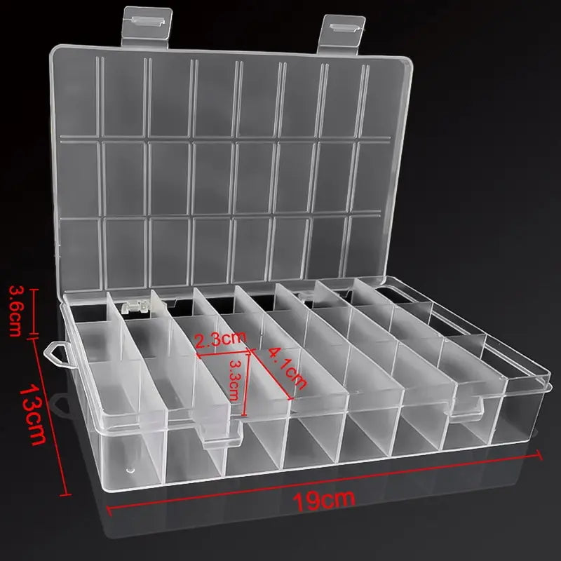 24-Grid Plastic Storage Box – Jewelry, Beads, Screws Organizer for Home Display & Storage