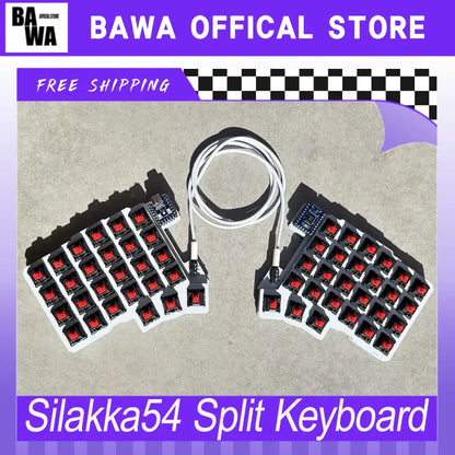 Silakka54 Split Wired Hot-Swap Keyboard — Ergonomic RP2040zero, QMK/VIAL Supported, Custom PC Gamer Accessory
