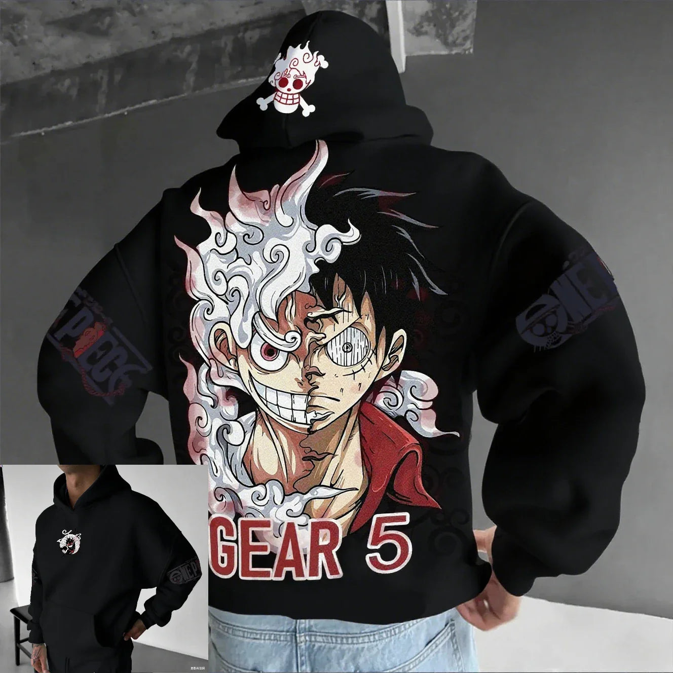One Piece Luffy Gear 5 Nika Hoodie – Anime Streetwear Pullover Sweatshirt for Men & Women