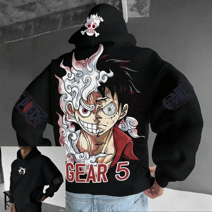 One Piece Luffy Gear 5 Nika Hoodie – Anime Streetwear Pullover Sweatshirt for Men & Women