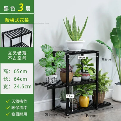 Nordic Wooden Plant Shelves - Indoor Flower Shelf for Living Room, Balcony, Garden Furniture, FYPS