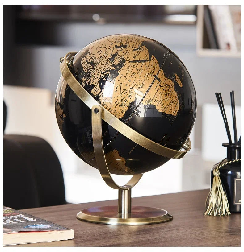 Rotating World Globe with Metal Base – Educational Geography Globe for Children, Classroom Learning Stand