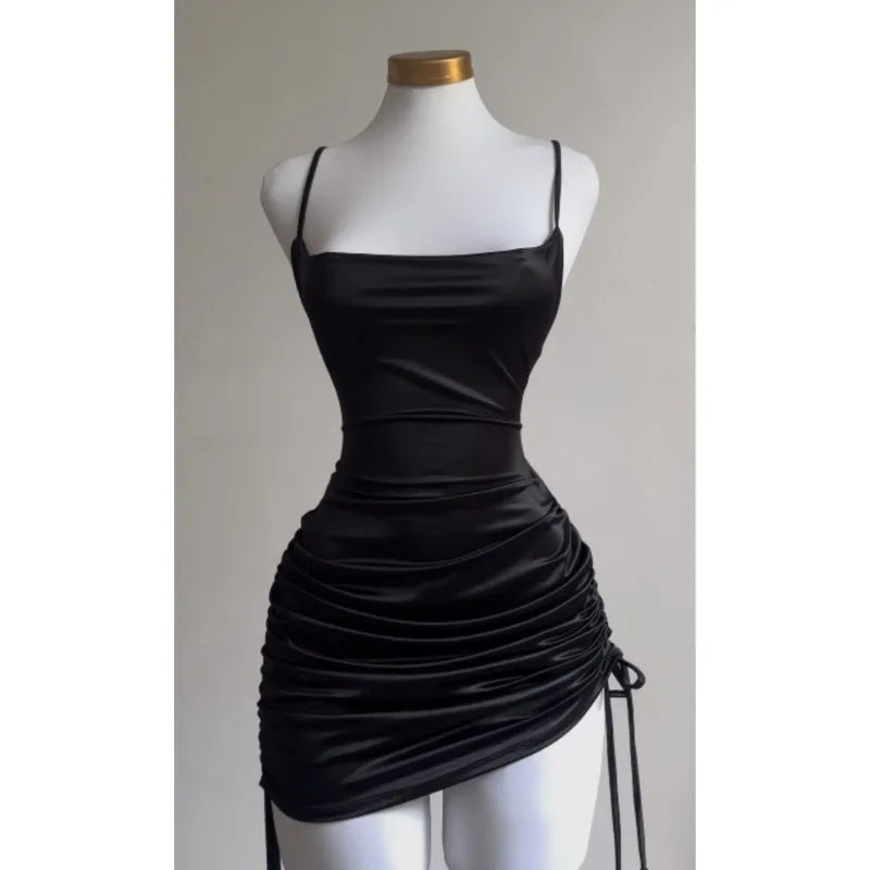 2024 Europe & US Cross-Border Dress - Summer Lace-Up Sexy Halter Spice Bag Hip Skirt