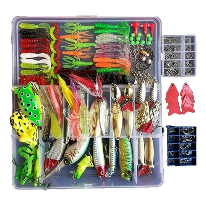 Fishing Lure Kit Set - Hard Wobblers, Metal Jig Spoons & Soft Silicone Baits for Anglers