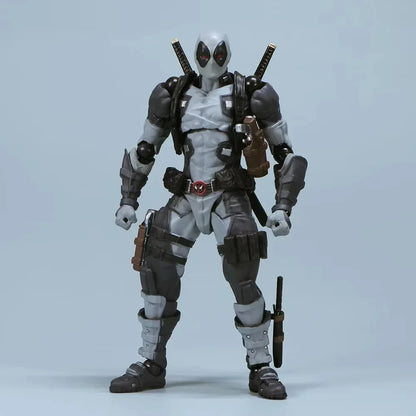 AMAZING YAMAGUCHI Deadpool & Wolverine 2.0 Action Figure – Grey Mutants Joint Movable KAIYODO Model Toy for Kids & Collectors