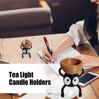 Cute 3D Printed Candlestick Holders – Tea Light & Briquette Candle Stand, Small Decorative Candle Holder